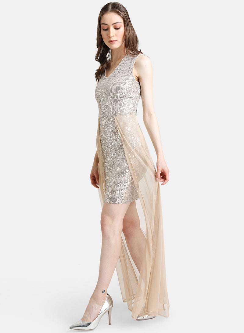 Kazo SEQUIN MAXI DRESS WITH MESH OVERLAY - Image 4