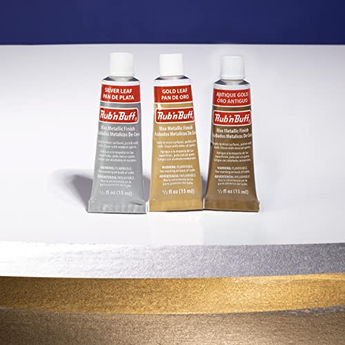 AMACO Rub n Buff Wax Metallic Finish 3 Color Kit - Antique Gold Silver Leaf and Gold Leaf 15ml Tubes - Versatile Gilding Wax for Finishing Furniture Antiquing and Restoration - 3 Rub and Buff Colors - Image 2