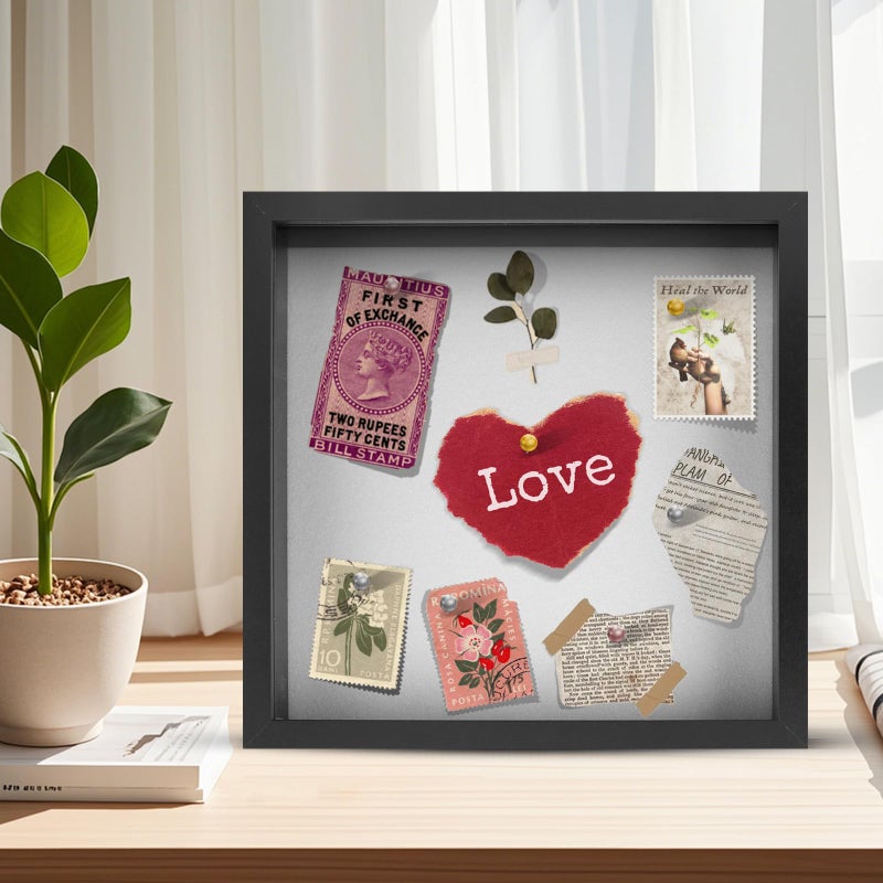 Ninsula 8x8 Shadow Box, Shadow Box Frame with Soft Linen Back - Push 12PCS Pins Included, 3D Picture Display Cases Box for Flowers, Tickets, Souvenirs, Photographs, Handicrafts (Black) - Image 5