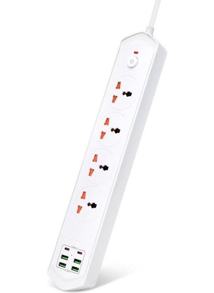 Qasul New Generation 10 Input 4+4 USB + 2 Type-C Multiple Socket 2m Cable Surge Protection Switched Extension Socket  - Image 5