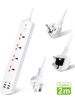 Qasul New Generation 10 Input 4+4 USB + 2 Type-C Multiple Socket 2m Cable Surge Protection Switched Extension Socket  - Image 2