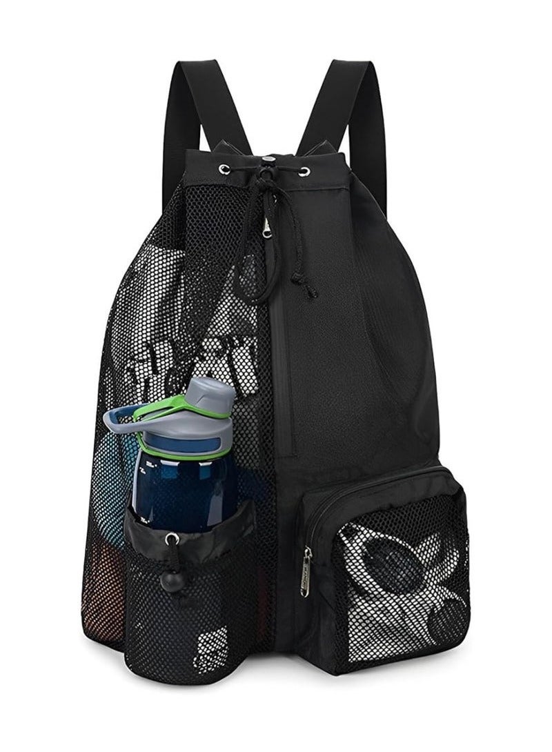 Generic Swim Bag Trendy Swimming & Fitness Backpack with Breathable Mesh Drawstring Closure and Separate Wet Compartment, Tailored for Beach Vacations, Daily Workouts, and Sports Gear, for Swimming, Gym, and Workout Gear（black）  - Image 1