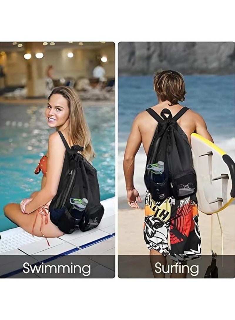 Generic Swim Bag Trendy Swimming & Fitness Backpack with Breathable Mesh Drawstring Closure and Separate Wet Compartment, Tailored for Beach Vacations, Daily Workouts, and Sports Gear, for Swimming, Gym, and Workout Gear（black）  - Image 5