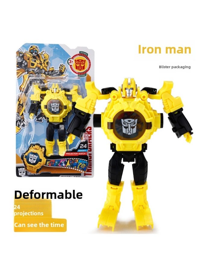 Little Red Riding Book Buass Lightyear Children's Toy Electronic Projection Watch Kindergarten Ultraman Transformation Robot-Color:Deformed Bumblebee ] - Image 1