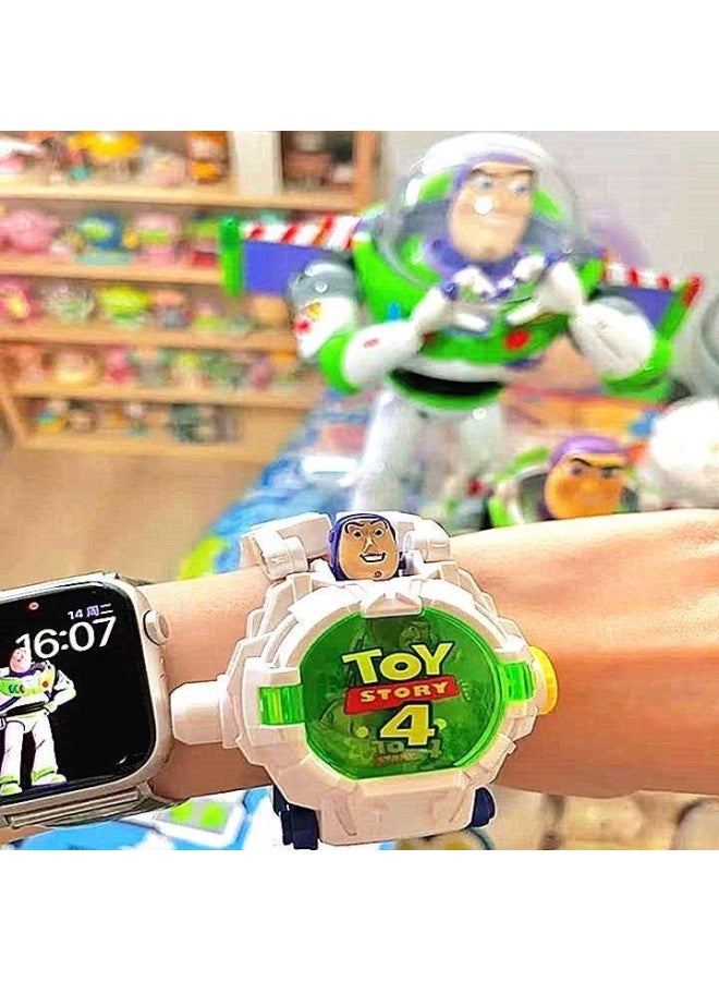 Little Red Riding Book Buass Lightyear Children's Toy Electronic Projection Watch Kindergarten Ultraman Transformation Robot-Color:Deformed Bumblebee ] - Image 3