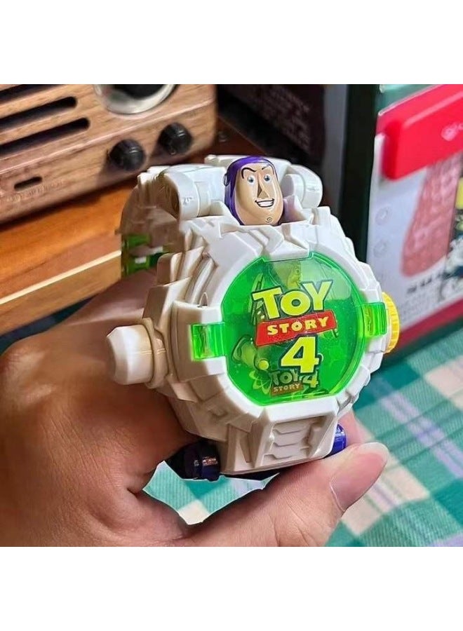 Little Red Riding Book Buass Lightyear Children's Toy Electronic Projection Watch Kindergarten Ultraman Transformation Robot-Color:Deformed Bumblebee ] - Image 4