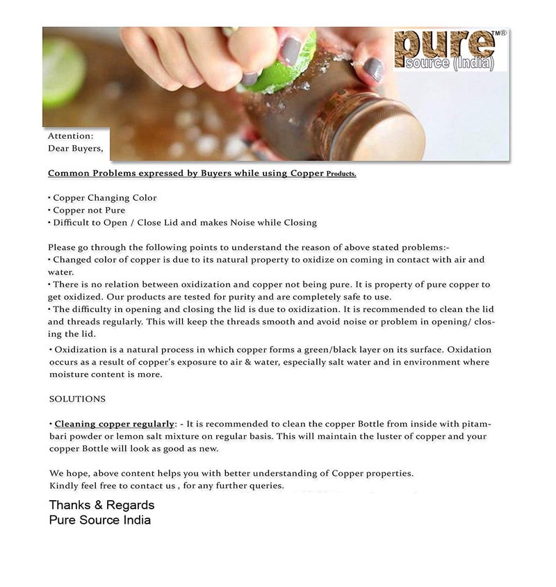 Pure Source India Pure Copper Glass, Plain Design Tumbler Cup for Water Storage, 300 ML. - Image 5