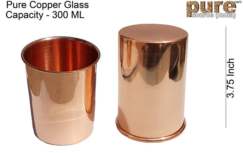 Pure Source India Pure Copper Glass, Plain Design Tumbler Cup for Water Storage, 300 ML. - Image 3