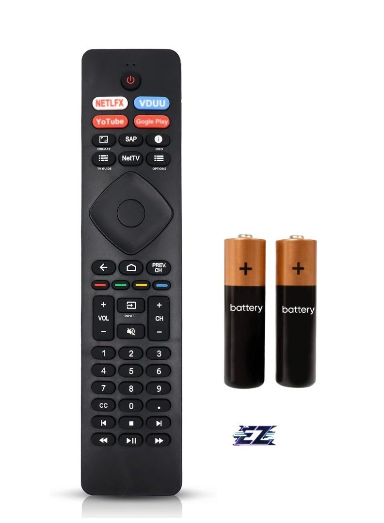 PopZa "NH800UP RF402A-V14 Replacement Remote Control for Philips Android 4K UHD LED Smart TVs – Compatible with Models like 43PFL5766/F7, 50PFL5704/F7, 55PFL5604/F7, and More – Includes Battery" - Image 1