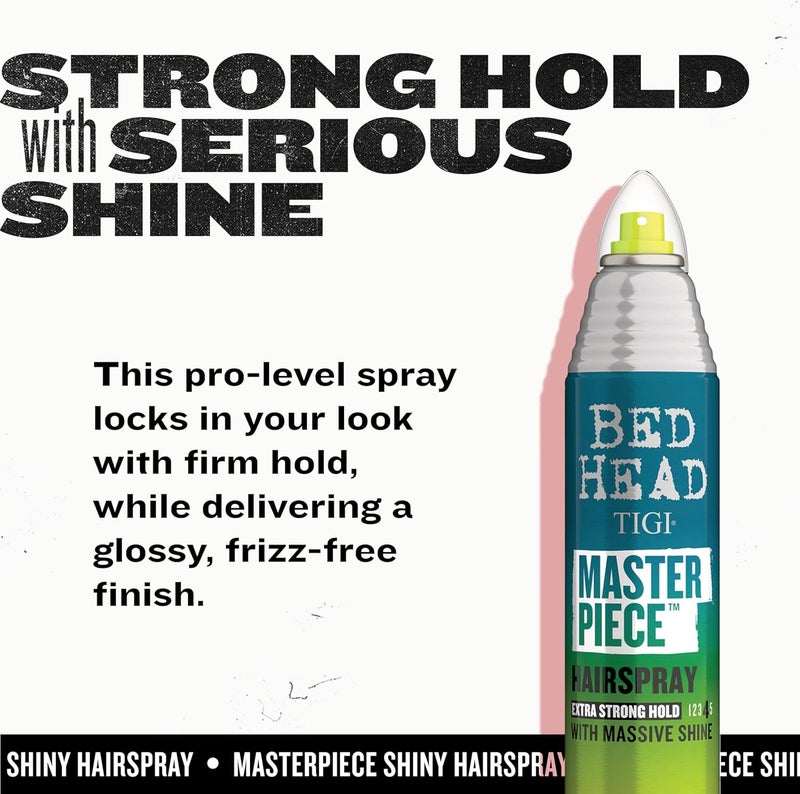 TIGI Bed Head Frizz Control Hairspray Extra Hold Masterpiece Hair Care Spray for Incredibly Shiny and Glossy Hair, 10.3 oz - Image 3