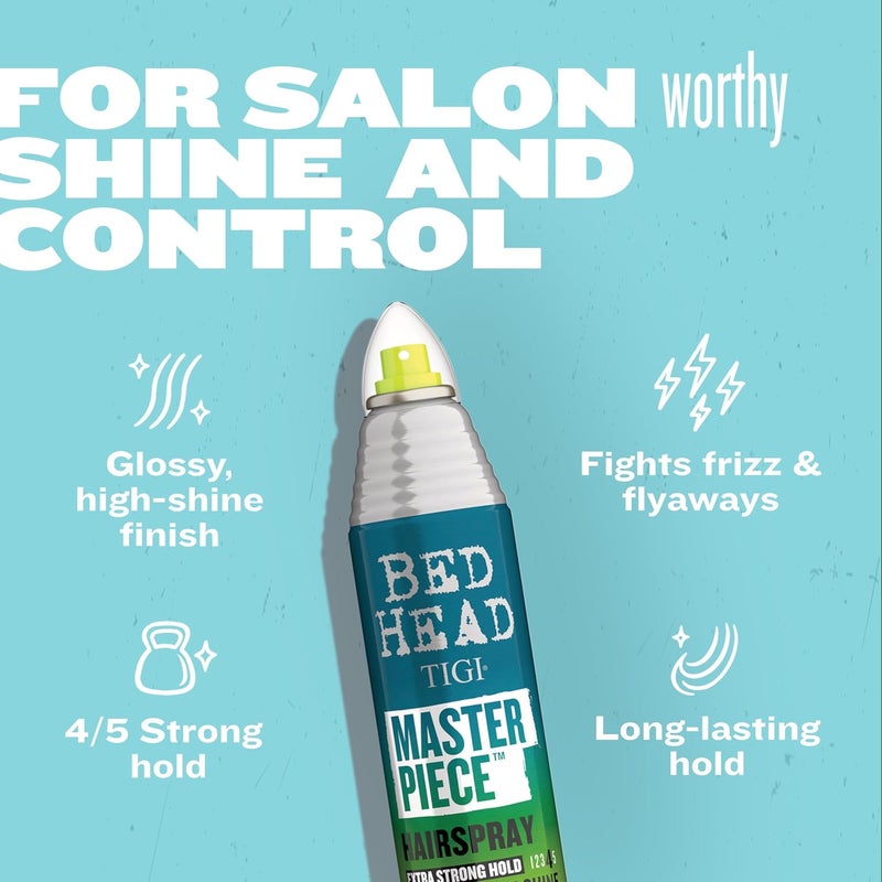 TIGI Bed Head Frizz Control Hairspray Extra Hold Masterpiece Hair Care Spray for Incredibly Shiny and Glossy Hair, 10.3 oz - Image 2