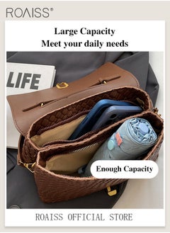 roaiss Women Crossbody Bag Color Block Patchwork Design Horizontal Square Shape Classic and Timeless Stylish Silk Scarf Decoration Can be Worn as a Shoulder or Crossbody Bag Women Tote Handbag  - Image 2