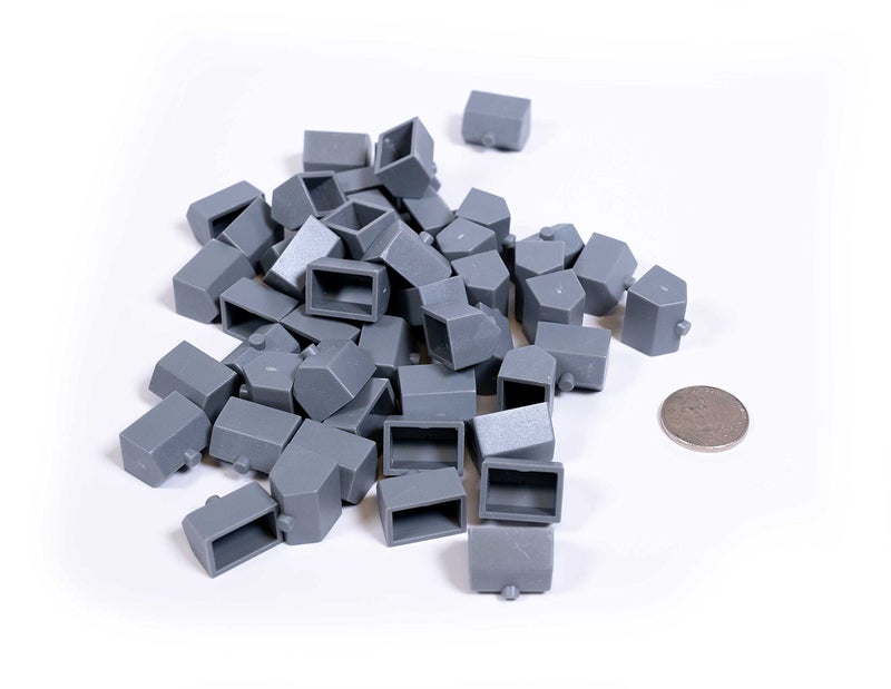 Morrison Games Plastic Hotels Grey Color Board Game Replacement Hotel Colored Miniature Town City Buildings Board Game Playing Pieces 50 Pieces - Image 3