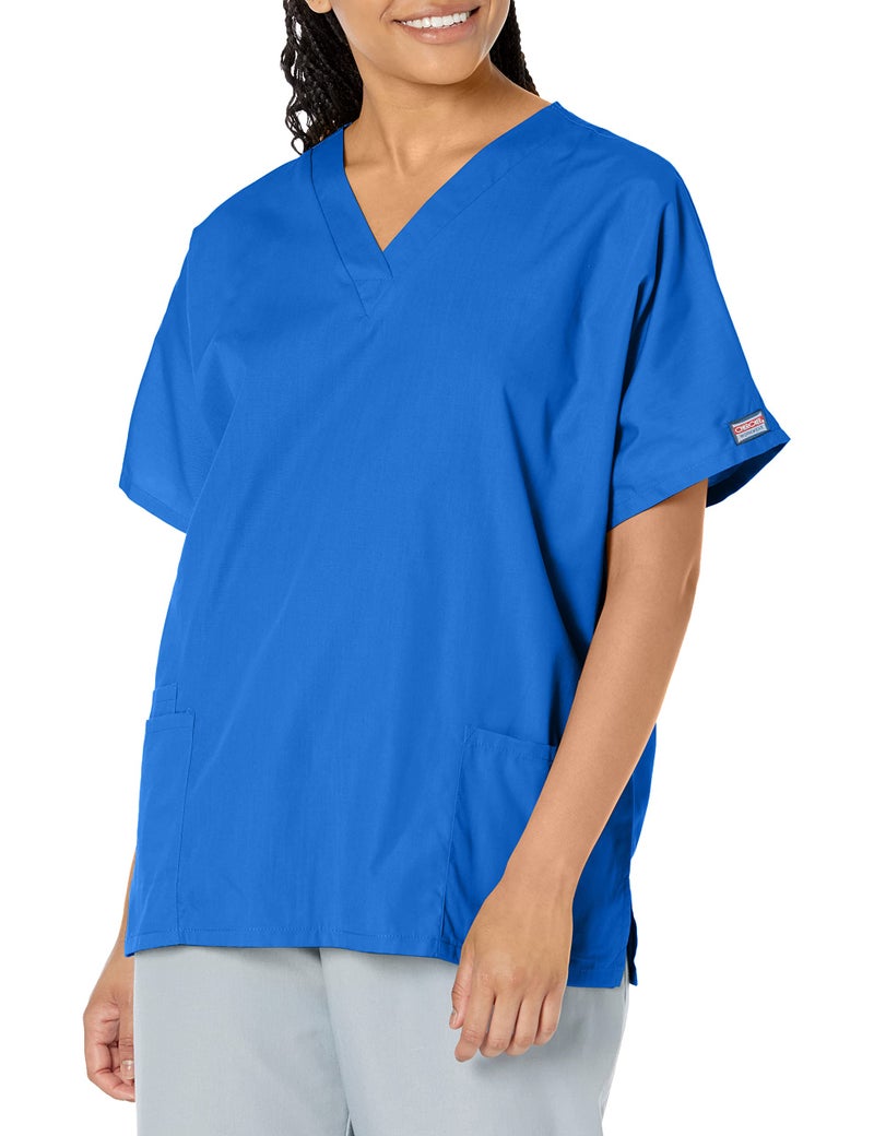 Cherokee Women's V Neck Scrubs Shirt, Royal, X-Small - Image 1
