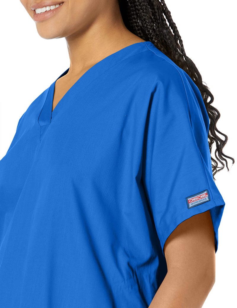 Cherokee Women's V Neck Scrubs Shirt, Royal, X-Small - Image 3