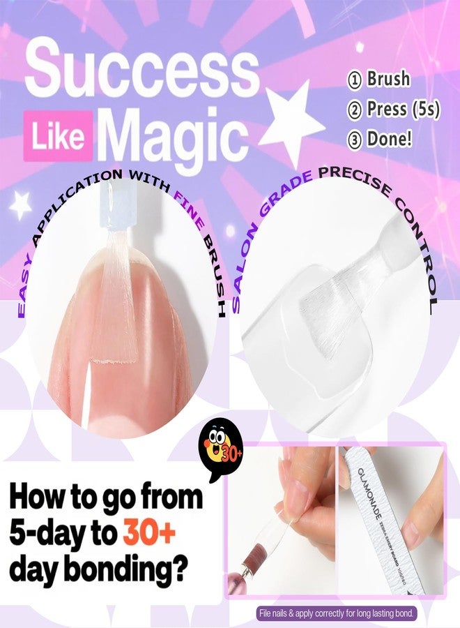 Glamonade Super Strong Nail Glue: Glue for Press Ons & Acrylic Nails & Fake Nail Tips - 10ml Professional Easy Long-Lasting Mess-Free Application Adhesive - Image 3