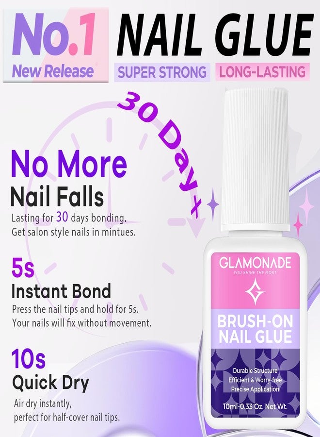 Glamonade Super Strong Nail Glue: Glue for Press Ons & Acrylic Nails & Fake Nail Tips - 10ml Professional Easy Long-Lasting Mess-Free Application Adhesive - Image 2