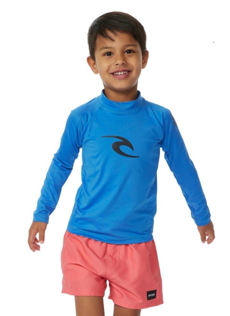 RIP CURL راشغارد بأكمام طويلة من ريب كيرل للأولاد، حماية من الشمس UPF 50، لون أزرق غامق مصغر - Image 1