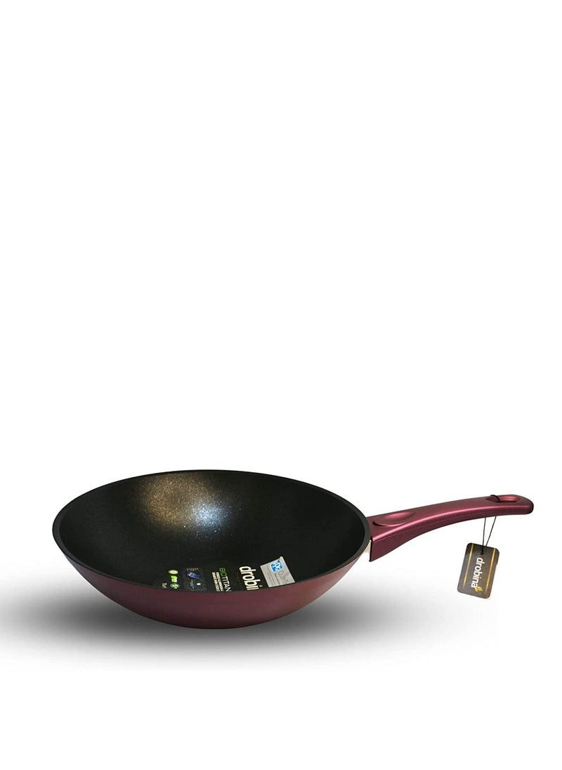 drobina - BioTitanium Frying Wok With Forged Aluminium 6 Layer Granite Non-Stick Coating For Daily Use Cooking And Frying -28cm-3.2LT- Red Color-Turkey Made - Image 1