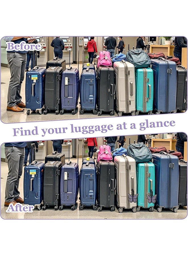 2PCS Durable Silicone Butterfly Luggage Tags, Silicone Luggage Tags Cute Suitcase Identifiers Personalized Travel Bag Labels with Adjustable Straps - Image 5