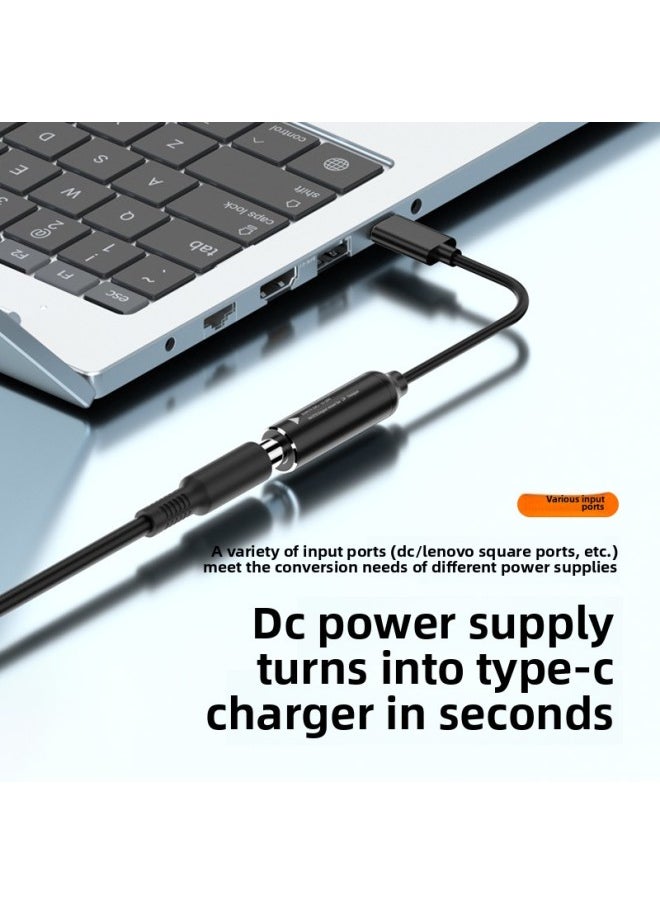 Generic - Type-c To DC Female 5V9V20V Automatic Identification Power Adapter DC5.5 * 2.5 To C Male 65W Fast Charging-Color:6.0*3.7 Female To C Male Short Line 65w - Image 1