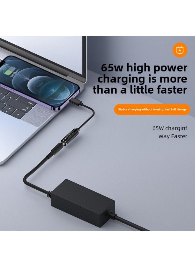 Generic - Type-c To DC Female 5V9V20V Automatic Identification Power Adapter DC5.5 * 2.5 To C Male 65W Fast Charging-Color:6.0*3.7 Female To C Male Short Line 65w - Image 1