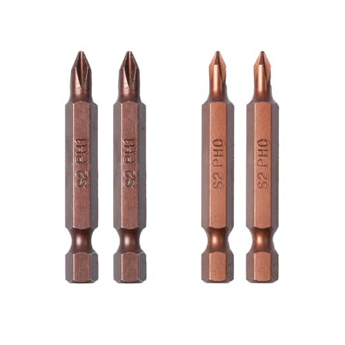 Taparia Make, 50mm Single Side Bits of 1/4" Hex Shank, S2 Grade, Of Tip Size ph0 (2 Pc) and ph1 (2 Pc) Suitable for DIY, Home, Professional & industrial applications - Image 1