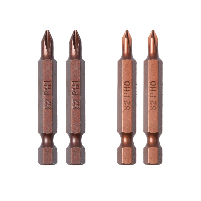 Taparia Make, 50mm Single Side Bits of 1/4" Hex Shank, S2 Grade, Of Tip Size ph0 (2 Pc) and ph1 (2 Pc) Suitable for DIY, Home, Professional & industrial applications - Image 4