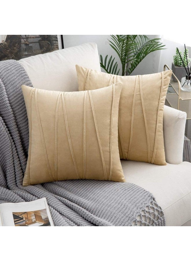 Khooti Velvet Cushion Cover Pack of 1-22" x 22" / 56 x 56 cm - Wheat - Soft Pillow Covers Cushion Case for Sofa Bedroom Livingroom Chair Car, Cushion Cover with Random Zig Zag Pattern - Image 2