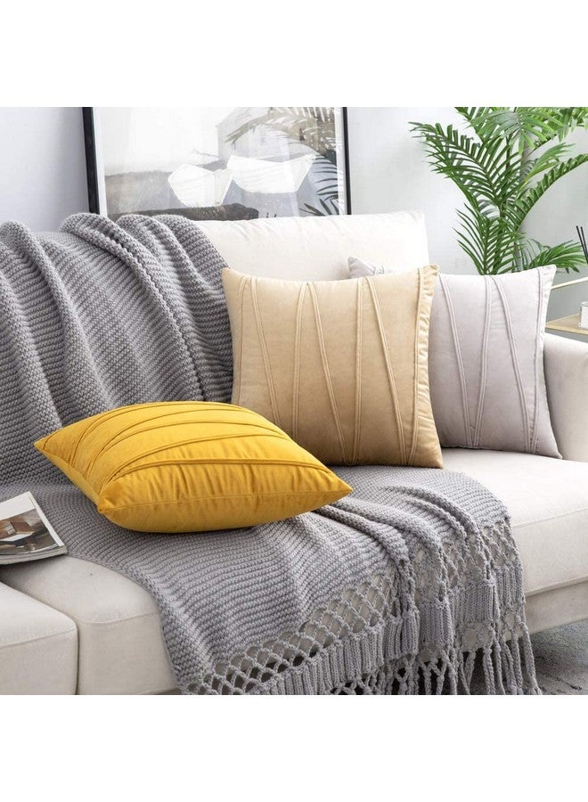 Khooti Velvet Cushion Cover Pack of 1-22" x 22" / 56 x 56 cm - Wheat - Soft Pillow Covers Cushion Case for Sofa Bedroom Livingroom Chair Car, Cushion Cover with Random Zig Zag Pattern - Image 5