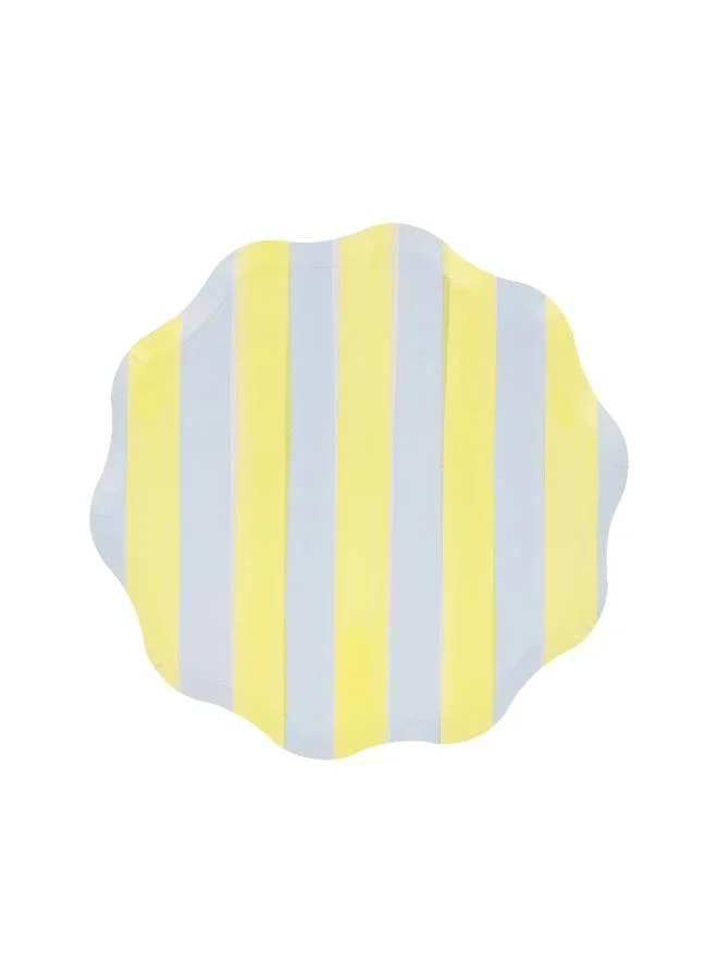 Meri Meri  Pastel Stripe Side Plates - Pack of 8, 450gsm Paper Plates with 4 Colorways and Wavy Edges, Pastel Party Tableware for Garden Parties, Picnics, Baby Showers & Celebrations  | Best Price UAE