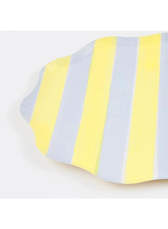 Meri Meri  Pastel Stripe Side Plates - Pack of 8, 450gsm Paper Plates with 4 Colorways and Wavy Edges, Pastel Party Tableware for Garden Parties, Picnics, Baby Showers & Celebrations  | Best Price UAE