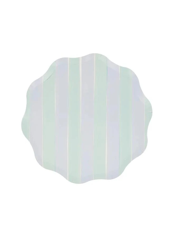 Meri Meri  Pastel Stripe Side Plates - Pack of 8, 450gsm Paper Plates with 4 Colorways and Wavy Edges, Pastel Party Tableware for Garden Parties, Picnics, Baby Showers & Celebrations  | Best Price UAE