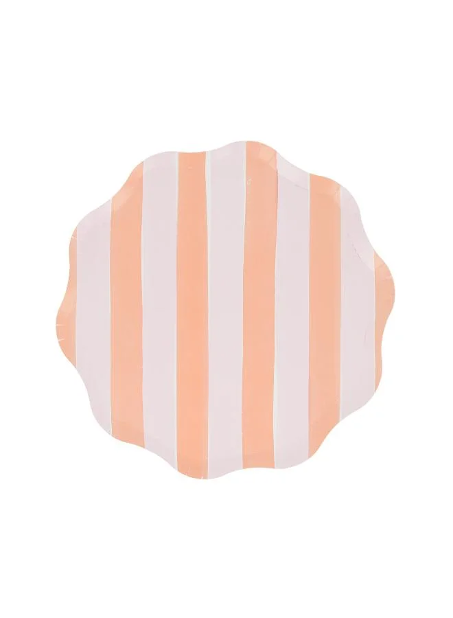 Meri Meri  Pastel Stripe Side Plates - Pack of 8, 450gsm Paper Plates with 4 Colorways and Wavy Edges, Pastel Party Tableware for Garden Parties, Picnics, Baby Showers & Celebrations  | Best Price UAE