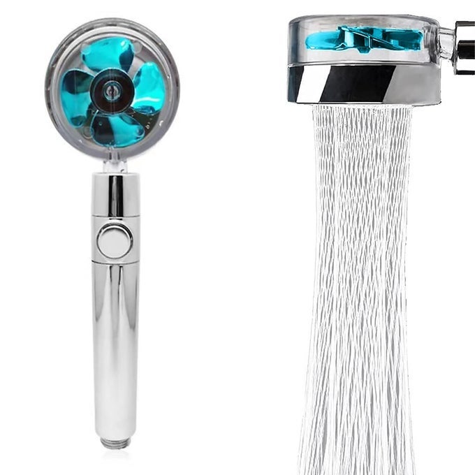 HANDHELD SHOWER HEAD HIGH POWERPRESSURE TURBO FAN SHOWER HEAD WITH FILTER AND PAUSE SWITCH EASY INSTALL TURBOCHARGED SHOWER HEAD 360 DEGREES ROTATING MULTICOLOR