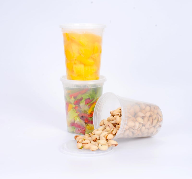 EDI [32 OZ, 20 Sets] Plastic Deli Food Storage Containers with Airtight Lids | Microwave-, Freezer-, Dishwasher-Safe | BPA Free | Heavy-Duty | Meal Prep | Leakproof | Recyclable - Image 5