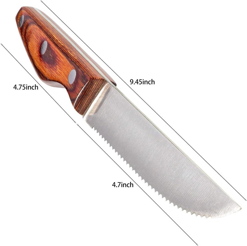 JXWING Professional 8-Piece German High Carbon Stainless Steel Steak Knife Set, Premium Full Tang Steak Knives with Pakkawood Handle - Image 4