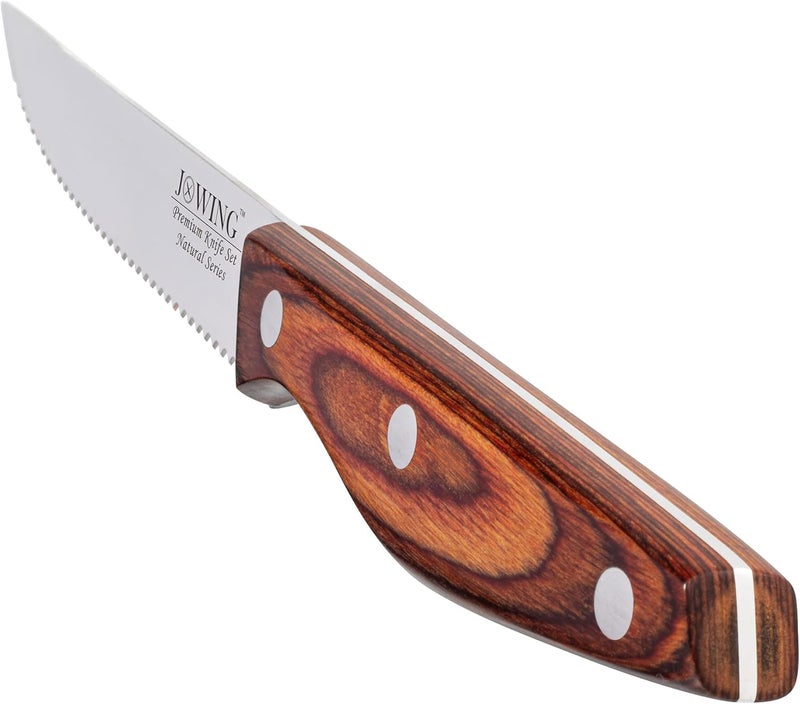 JXWING Professional 8-Piece German High Carbon Stainless Steel Steak Knife Set, Premium Full Tang Steak Knives with Pakkawood Handle - Image 3