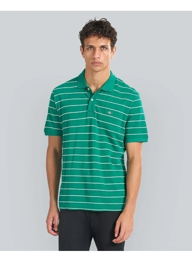 غانت قميص بولو رجالي مخطط بأكمام قصيرة من جانت أحمر وأبيض