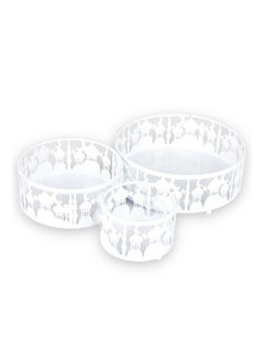 FIESTA 3 Piece Round Shaped Eid Ramadan Serving Tray White  - Image 1