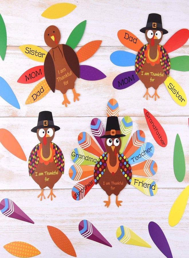 MIAHART 312 Pcs Thanksgiving Turkey Craft Kit DIY Turkey with Colorful Feathers and 320 Pcs Dot Glues Thanksgiving Stickers for Thanksgiving Party School Activities Decoration Supplies - Image 5