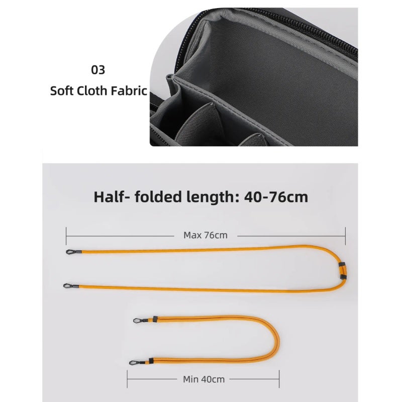 Action Camera Case: Yellow Water-resistant Soft Lining Storage Bag - Large-capacity Transformable Crossbody Bag for Outdoor Photography, Travel and Daily Use - Image 5