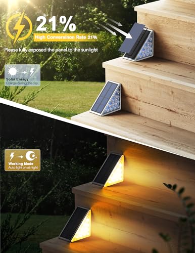 AUDLES 8PK Solar Step Lights, Outdoor Decor Stair Lights Deck Light Waterproof IP67 Solar Lights for Deck, Yard, Patio, Garden, Walkways, Front Door, Pathway, Driveway, Porch - Image 3
