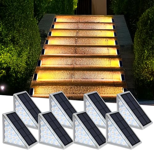 AUDLES 8PK Solar Step Lights, Outdoor Decor Stair Lights Deck Light Waterproof IP67 Solar Lights for Deck, Yard, Patio, Garden, Walkways, Front Door, Pathway, Driveway, Porch - Image 2