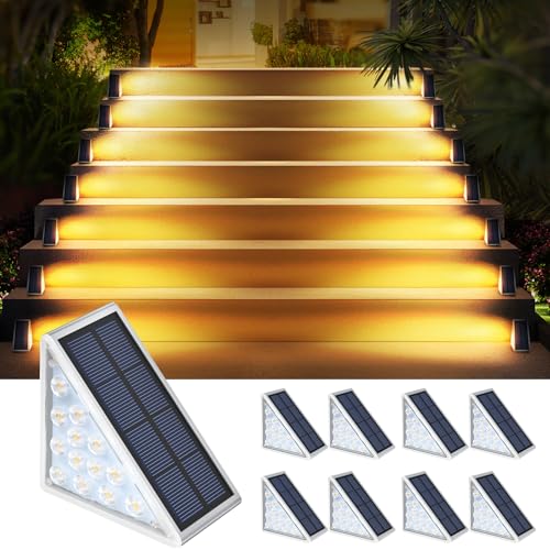 AUDLES 8PK Solar Step Lights, Outdoor Decor Stair Lights Deck Light Waterproof IP67 Solar Lights for Deck, Yard, Patio, Garden, Walkways, Front Door, Pathway, Driveway, Porch - Image 1