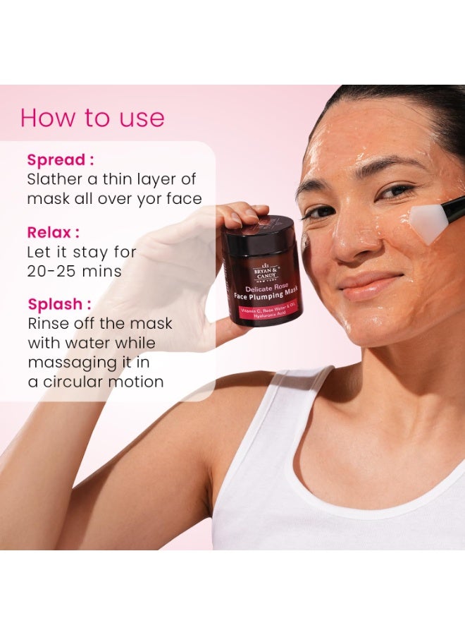 Bryan & Candy New York Delicate Rose Face Plumping Mask with Vitamin C, Rose Water & Oil, Hyaluronic Acid (100 gm) - Image 2