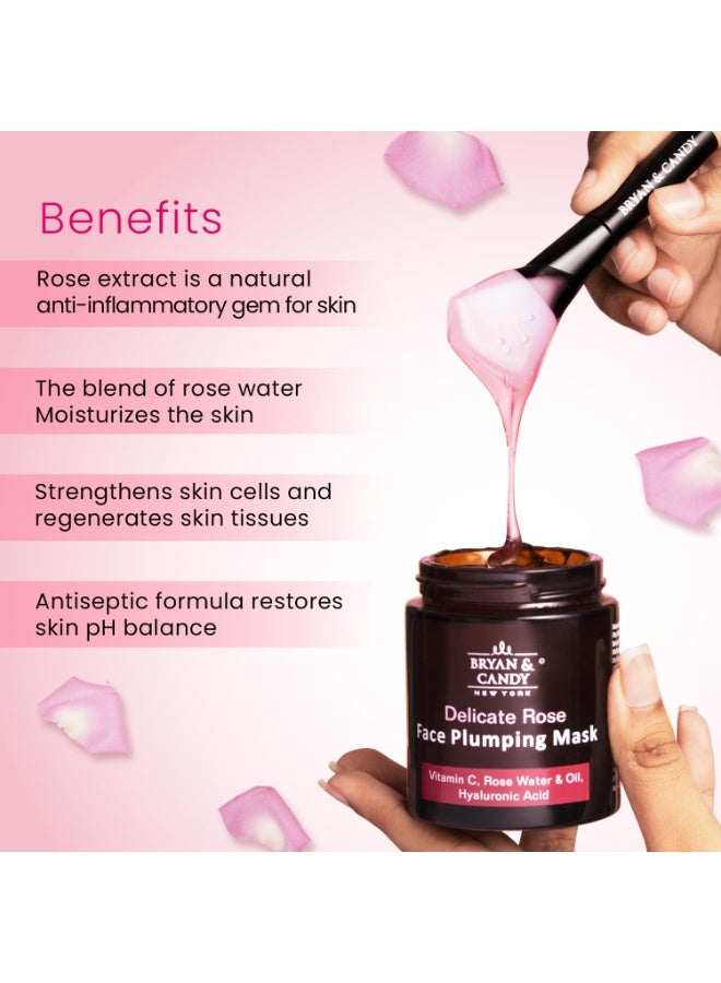 Bryan & Candy New York Delicate Rose Face Plumping Mask with Vitamin C, Rose Water & Oil, Hyaluronic Acid (100 gm) - Image 4