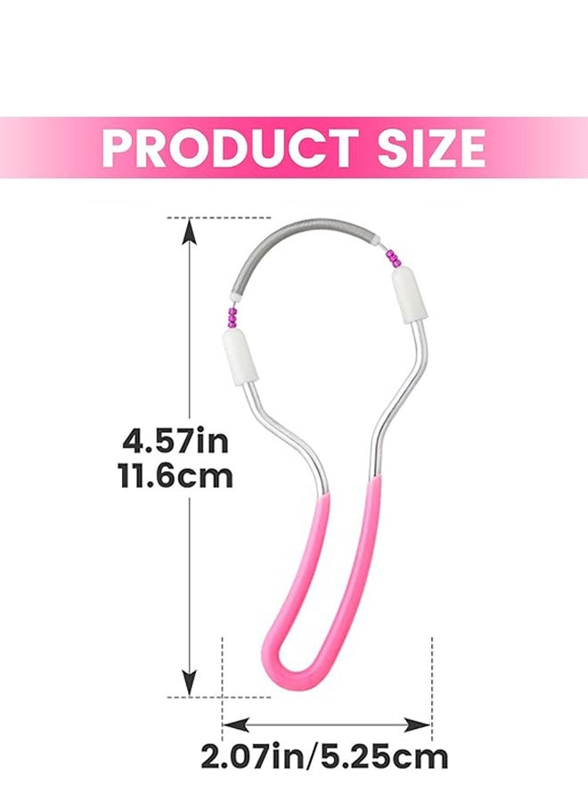 قطعة واحدة من مزيل شعر الوجه اليدوي، جهاز إزالة شعر محمول بنابض من الفولاذ المقاوم للصدأ، مزيل شعر الوجه اللطيف بالخيط للنساء والرجال - وردي - Image 2