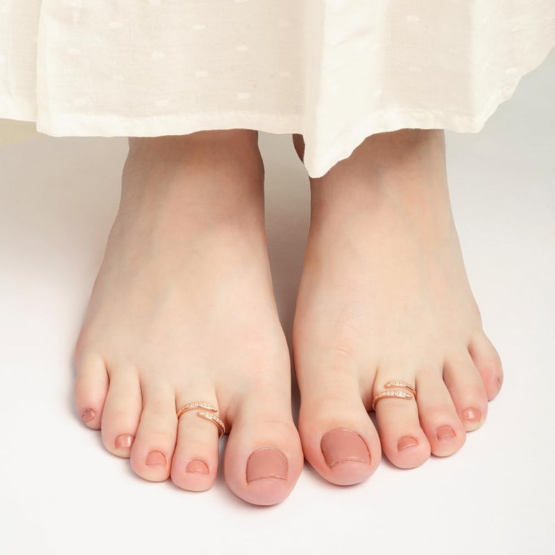 TOUCH925 Store Adjustable Silver Toe Rings in Rose Gold Color | Band Foot Jewelry for Women & Girls | Silver Bichiya | Birthday and Anniversary Gift for wife - Image 5