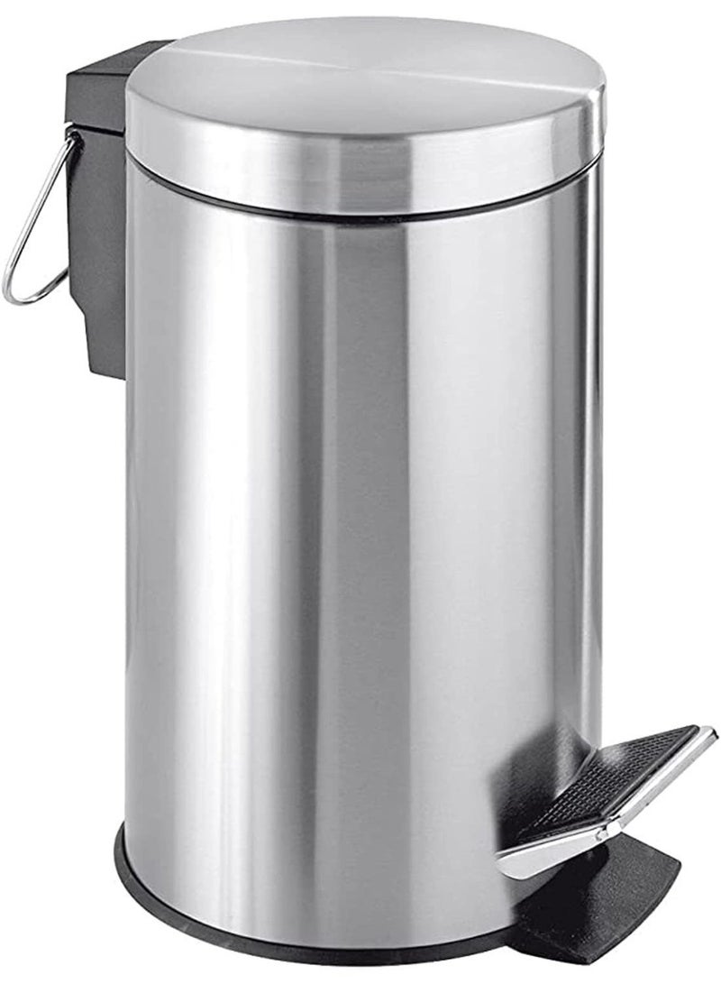 Queens Stainless Steel 3 Liter Pedal bin, Small 3 Liter Garbage Bin, Bathroom Waste Bin, Office Dust Bin Round Shape, Color: Silver, Size: H:24 8-W:17 cm - Image 3